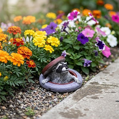 Figurine Raton Laveur | Décoration Jardin - Vent de Lumière