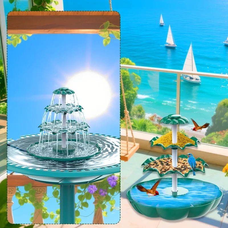Fontaine Solaire 3 Niveaux – Bain d’Oiseaux Jardin & Terrasse - Vent de Lumière