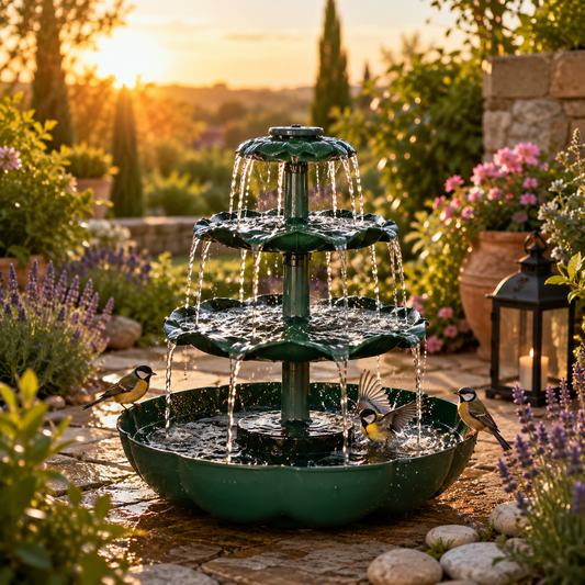 Fontaine Solaire 3 Niveaux – Bain d'Oiseaux pour Jardin & Terrasse - Vent de Lumière
