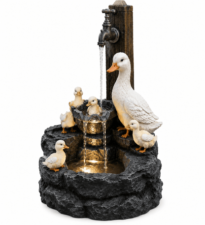 Fontaine Solaire Canard & Écureuil LED - Vent de Lumière