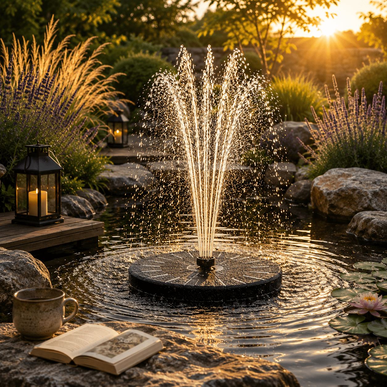 Fontaine Solaire de Jardin Zen – Jeu d'Eau Écologique pour Bassin & Terrasse - Vent de Lumière
