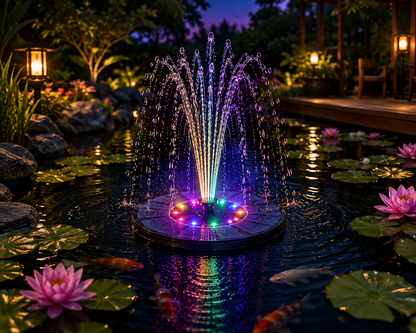 Fontaine Solaire LED – Jet d'Eau Coloré pour Bassin & Étang - Vent de Lumière