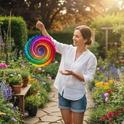Moulin à vent décoratif de jardin | Élégance Rustique - Vent de Lumière