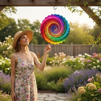 Moulin à vent décoratif de jardin | Élégance Rustique - Vent de Lumière