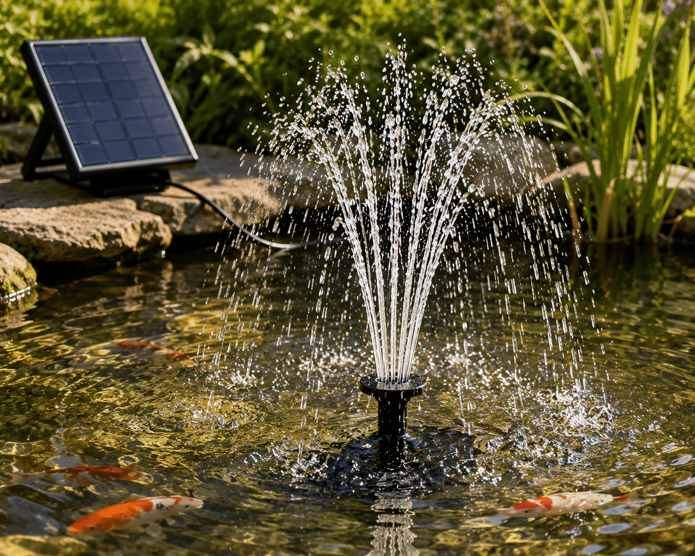 Pompe Fontaine Solaire 7 Buses – Bain d'Oiseaux, Bassin & Jardin - Vent de Lumière