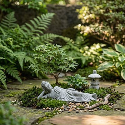 Statue Bouddha Allongé | Décoration Zen Jardin & Intérieur - Vent de Lumière
