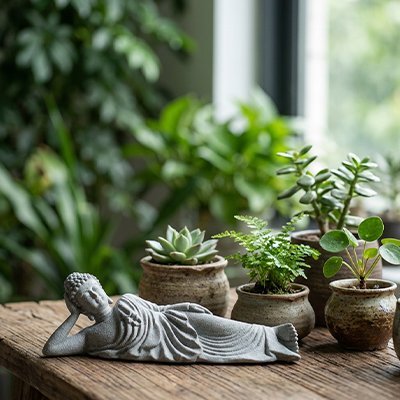 Statue Bouddha Allongé | Décoration Zen Jardin & Intérieur - Vent de Lumière