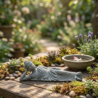 Statue Bouddha Allongé | Décoration Zen Jardin & Intérieur - Vent de Lumière